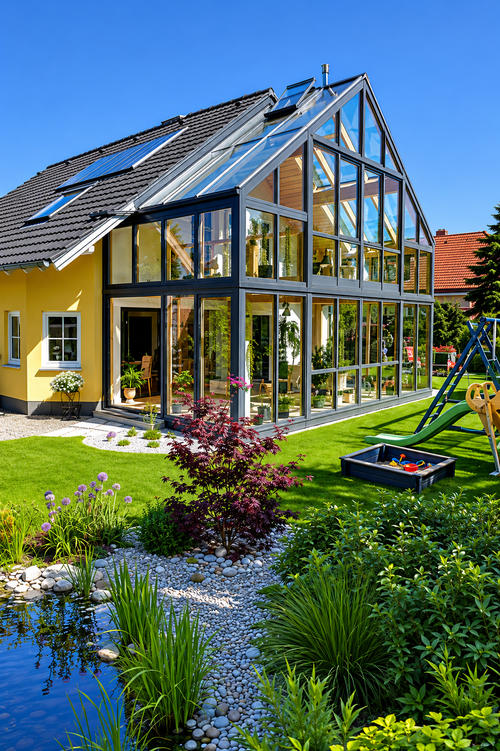 Klimaschutz fängt bei den richtigen Verglasungen an. Foto: BF/Saint-Gobain Glass/BAUMANN Wintergarten